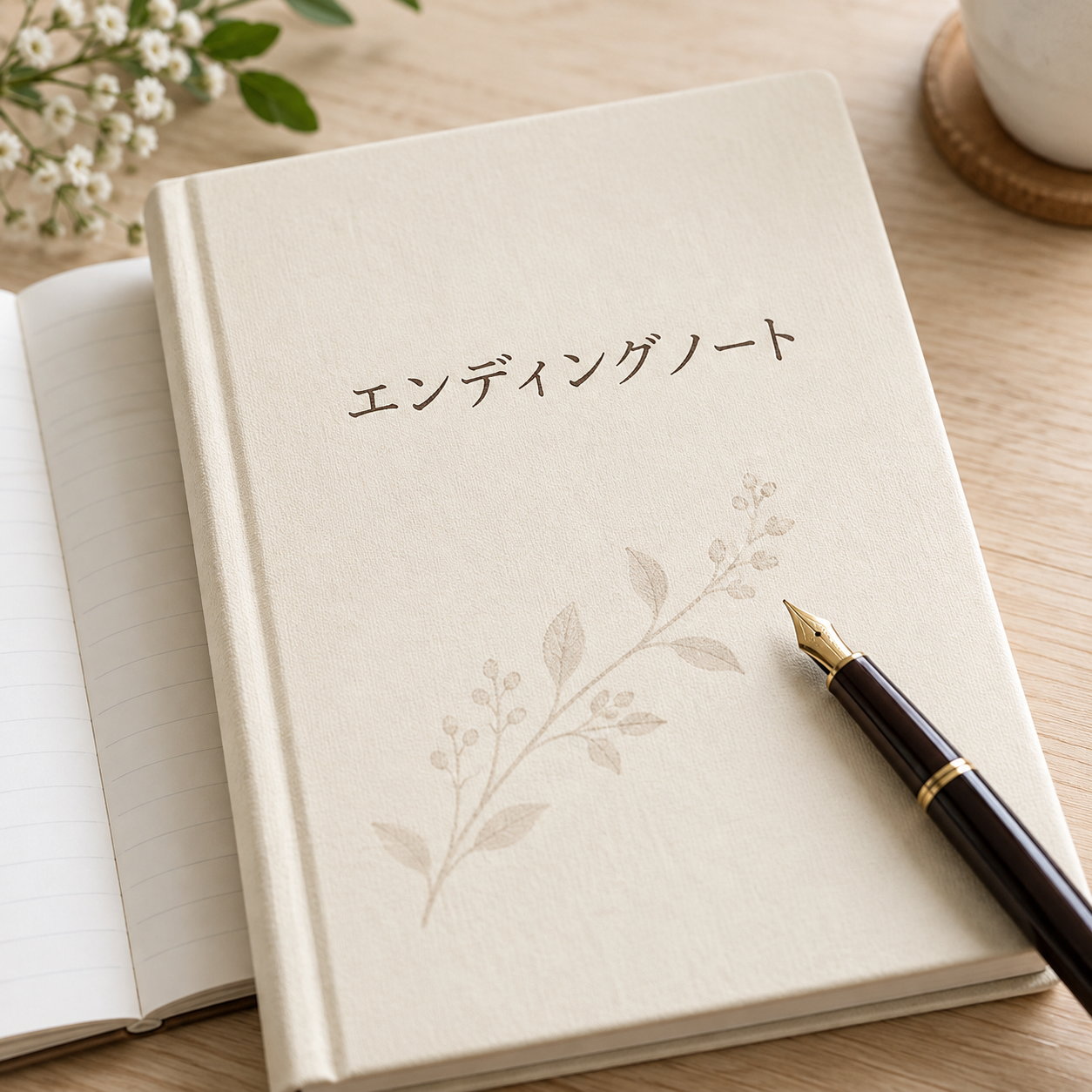 エンディングノートと万年筆のイメージ